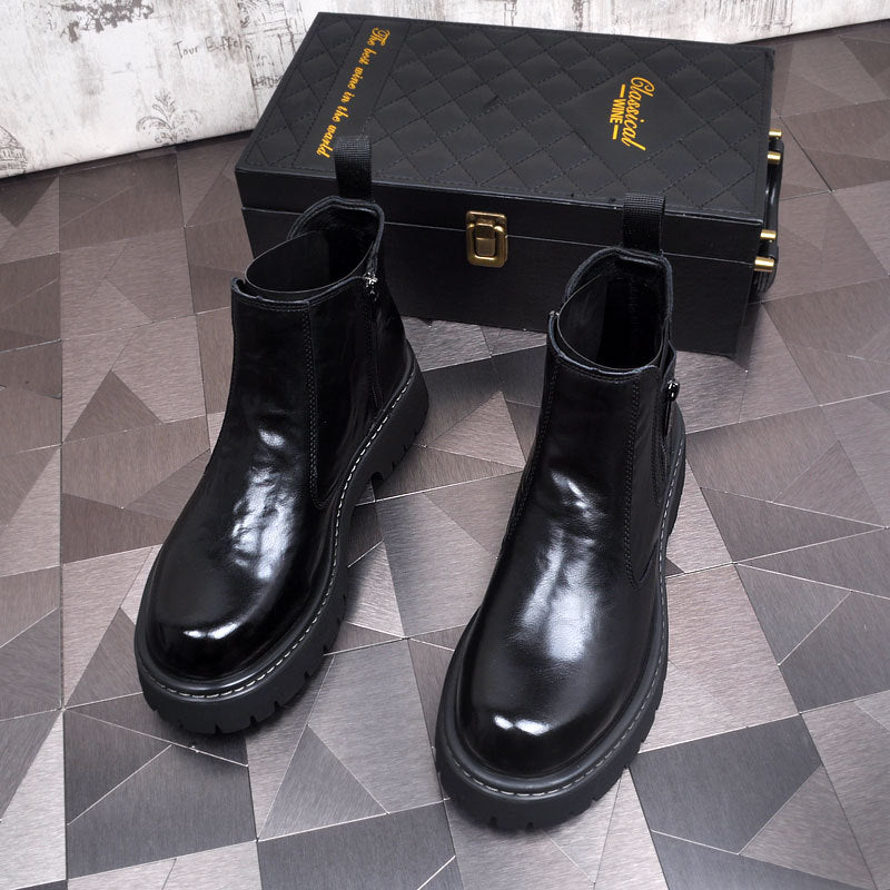 Men's Chelsea boots, lined, leather, for winter