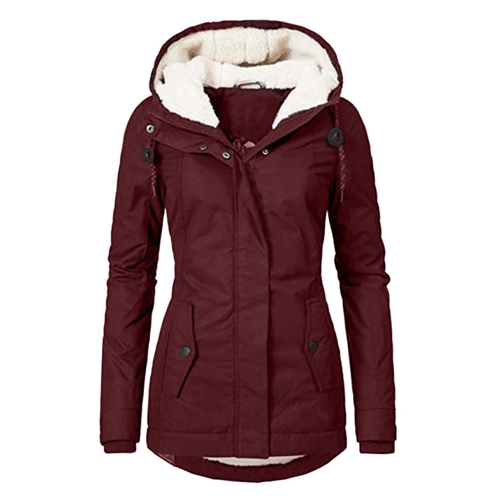 Fleece-lined parka with lambskin imitation