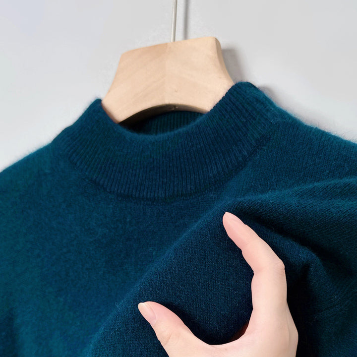 Men's pullover with stand-up collar, solid color, easy care