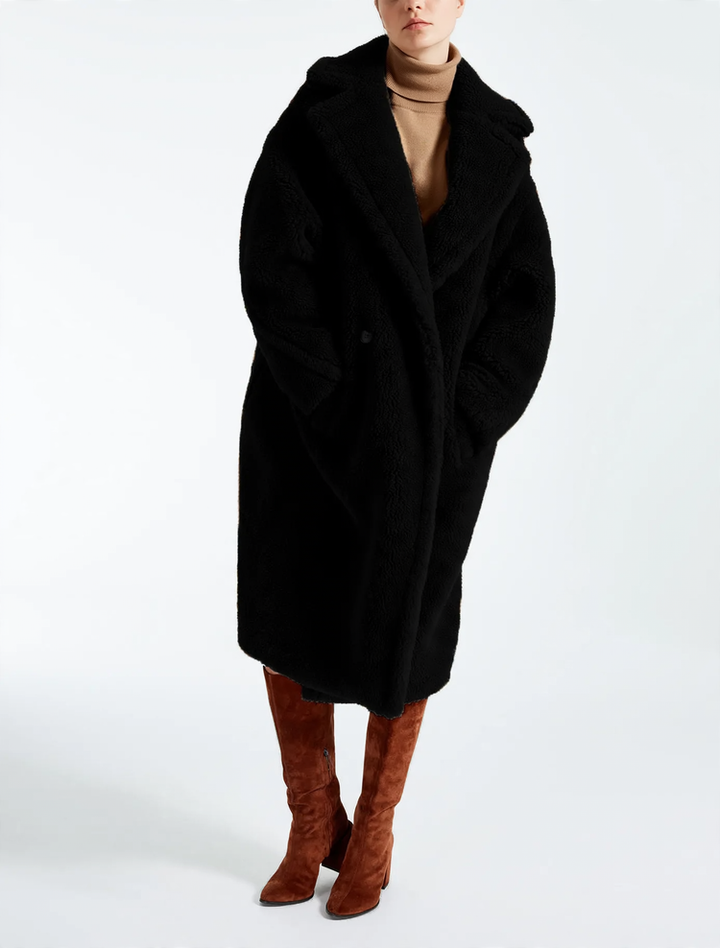 Women’s faux lambskin coat, mid-length, lined