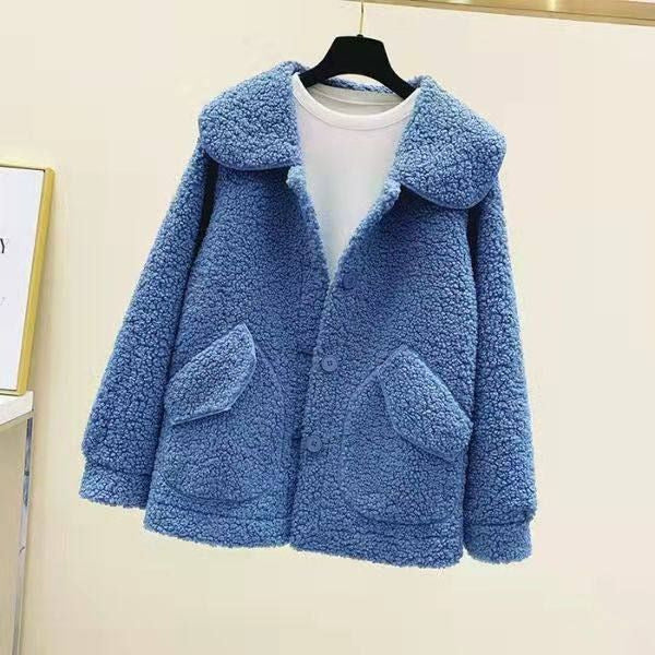 Fleece-lined lamb fleece imitation jacket, warm and comfortable