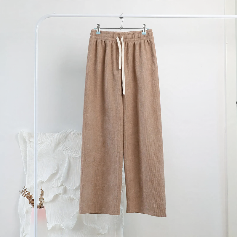 Casual cord pants with drawstring