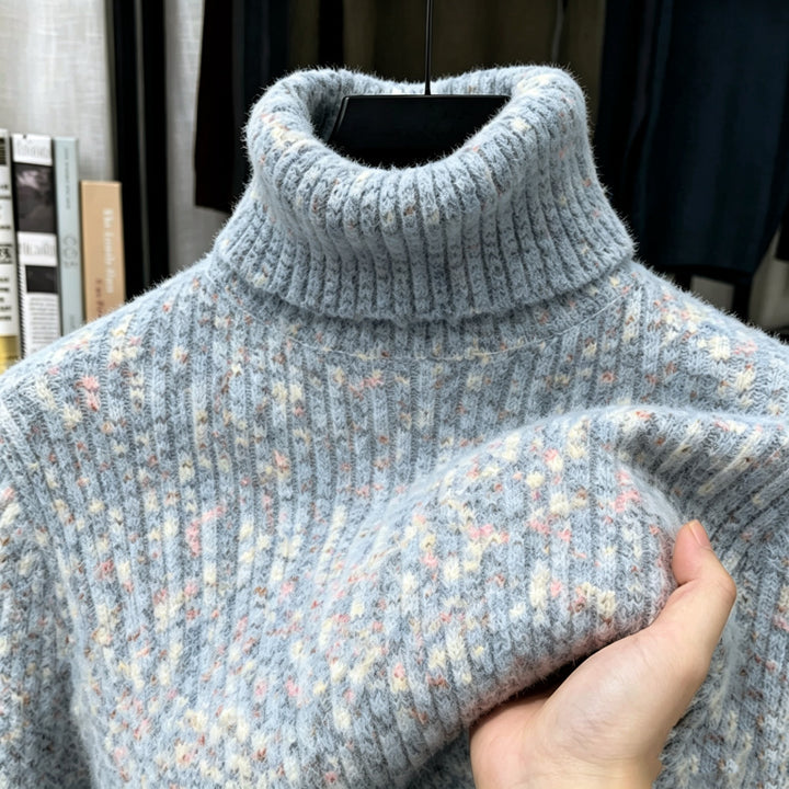 Men's turtleneck sweater with wool content and lining