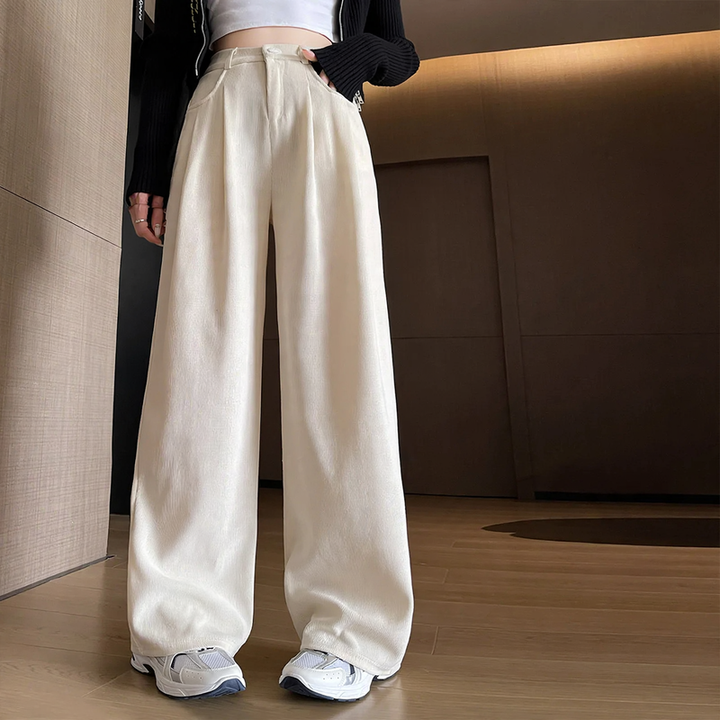 Elegant corduroy suit trousers with wide leg