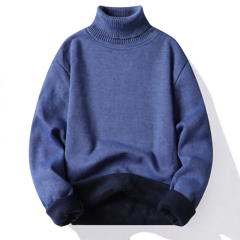 Men's knit sweater with high collar, body-hugging