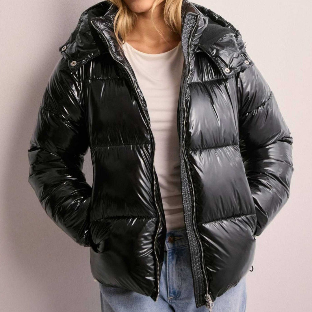 Padded women's hoodie jacket with 3D effect