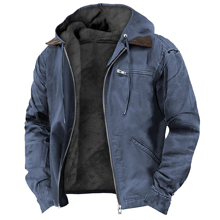 Men's hooded jacket, padded, with zip pockets