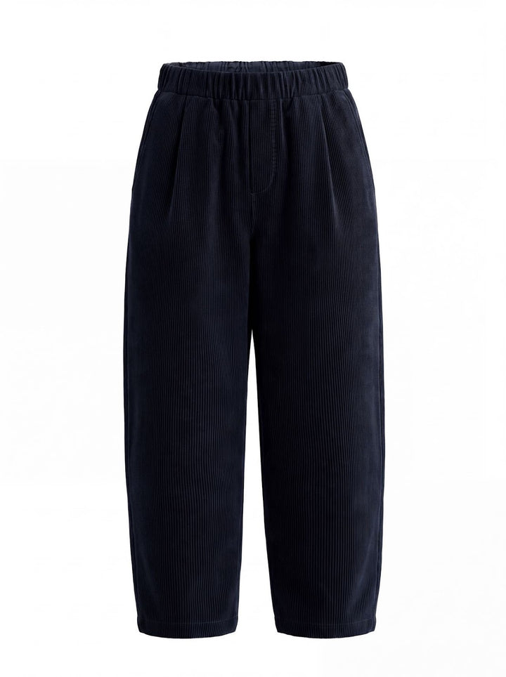 Women's corduroy pants with elastic waistband, tapered cut