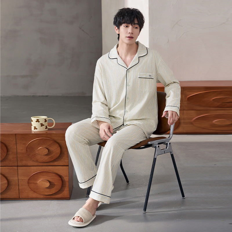 Men's Pajama Set, Cotton, Striped