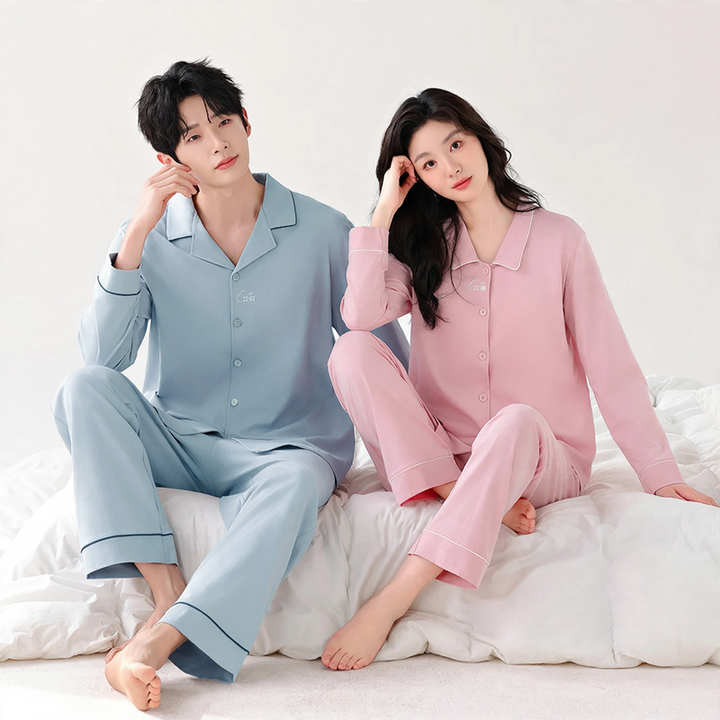 Pair-Pajama-Set, cotton knit, with breast padding