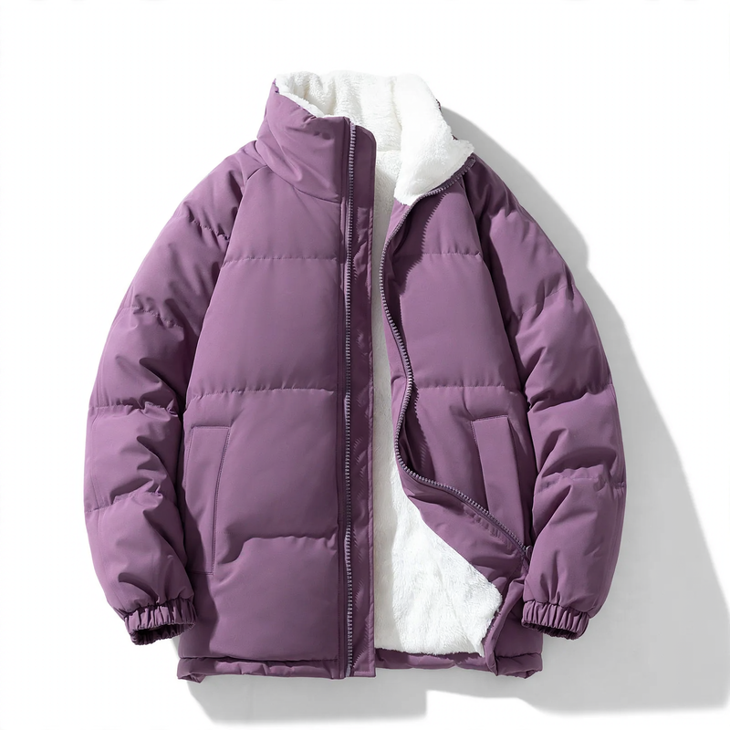 Men's quilted jacket, windproof, stand-up collar, loose