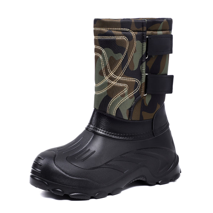 Padded men's winter boots for slipping on