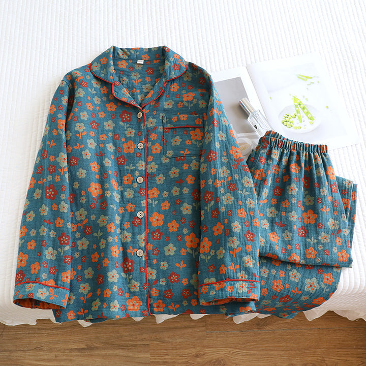Women's loungewear, cotton, double-layered, long-sleeved