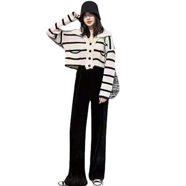 Women's wide-leg corduroy pants, lined