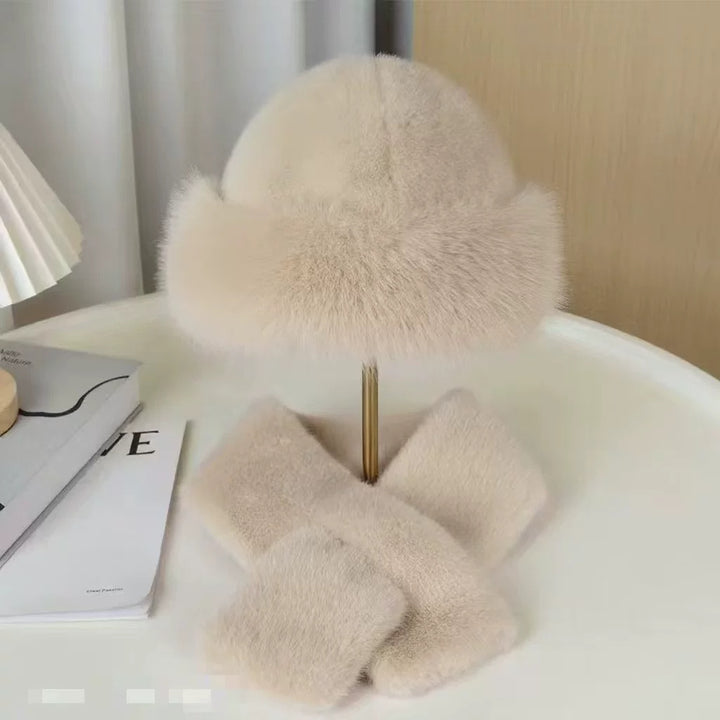 Faux fur hat and scarf set
