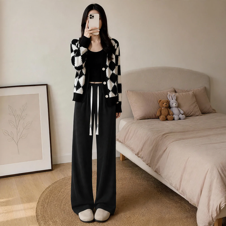 Padded cord trousers, straight cut