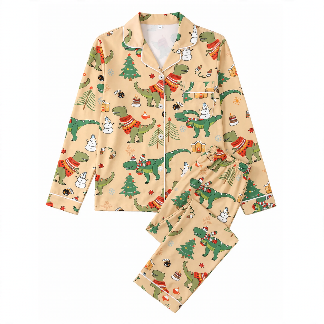 Women's Loungewear, Long Sleeve, Christmas Motif, Milk Silk