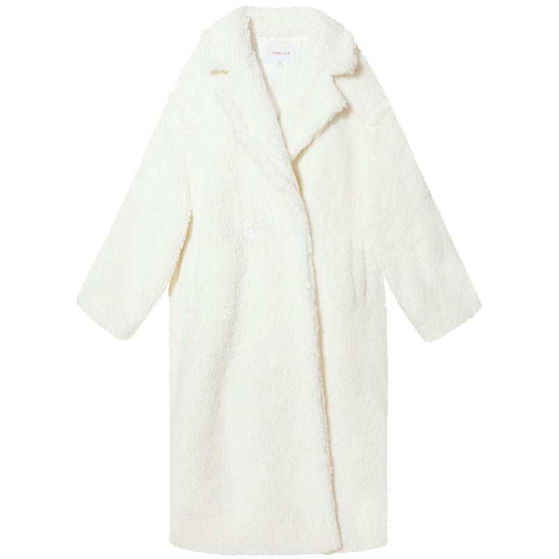 Long Teddy Coat, white, women