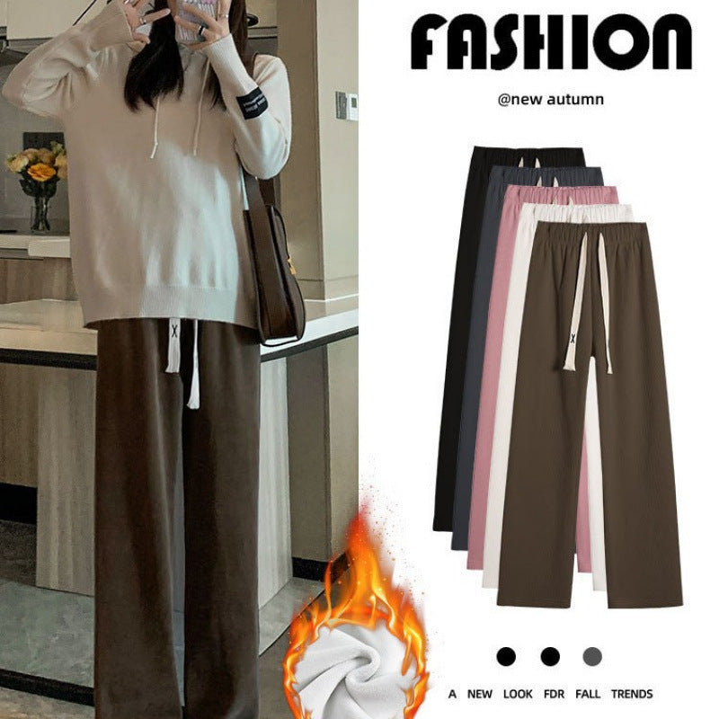 Ladies corduroy pants with wide leg, lined