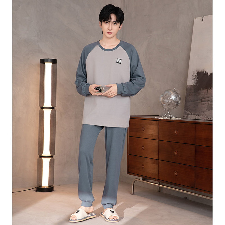 Men's Pajama Set, Crew Neck, Long Sleeve, Lightweight