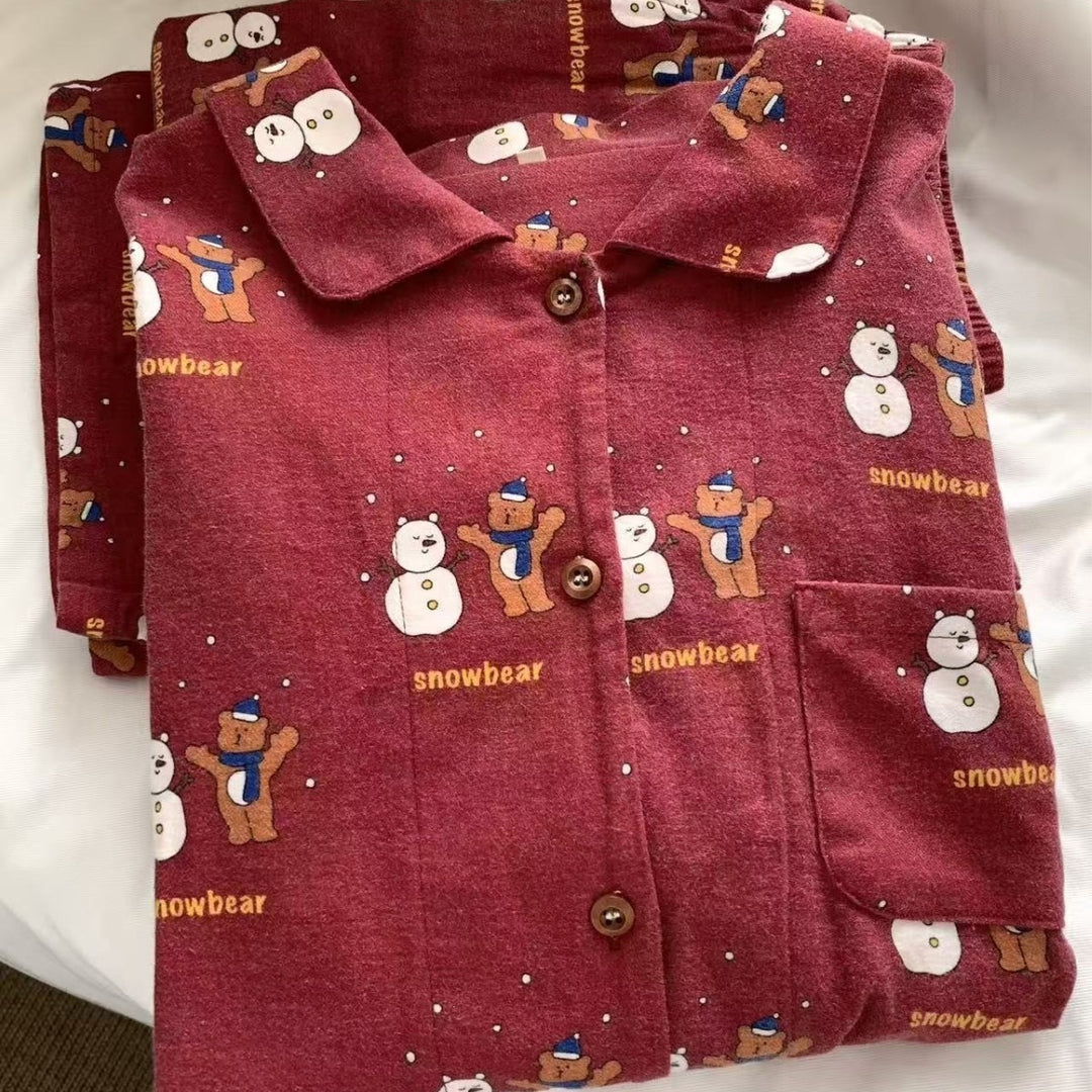 Women's Pajama Set, Flannel Look, Long Sleeve, with Christmas Motif