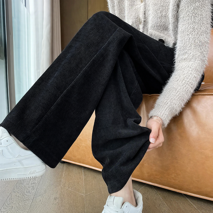 Chenille wide pants for women, straight cut