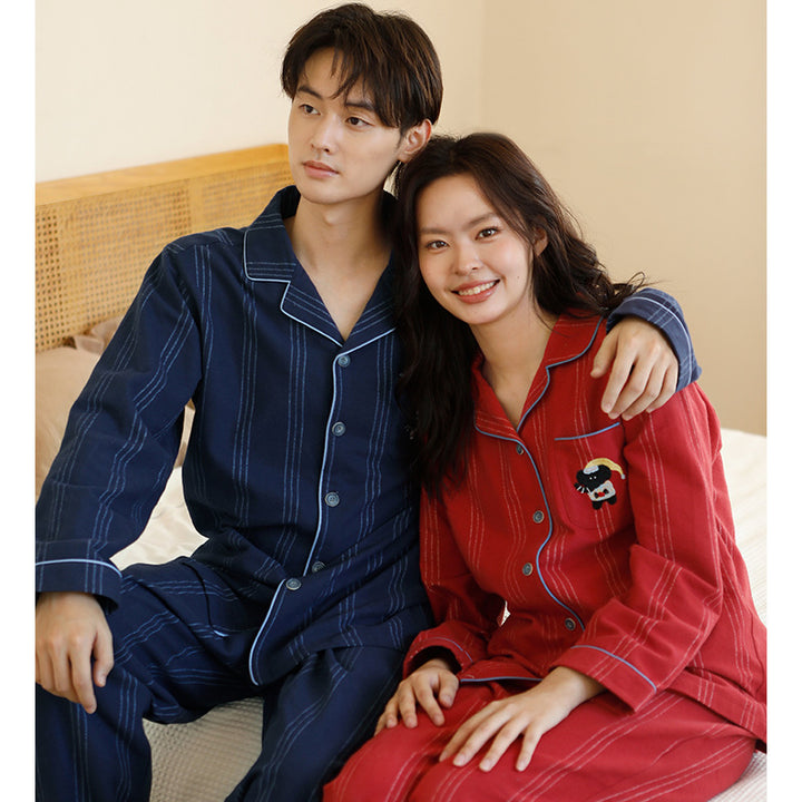 Pair-pajamas made of cotton flannel, striped