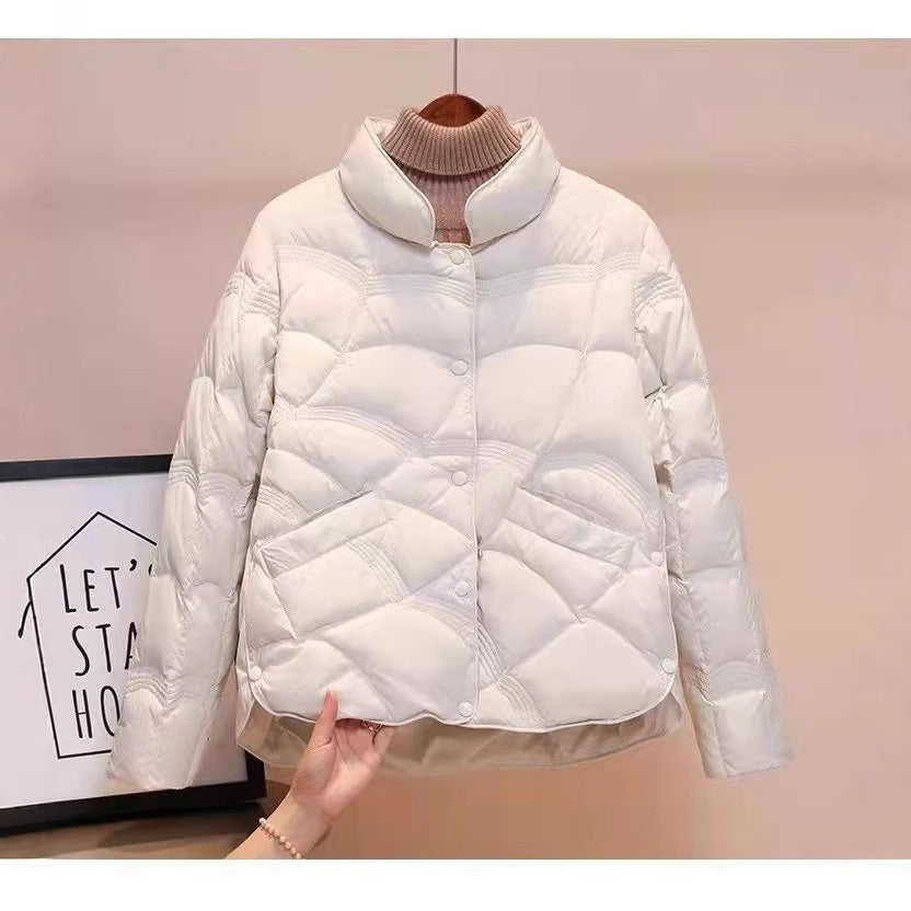 Lightweight, short down jacket for women, white duck down