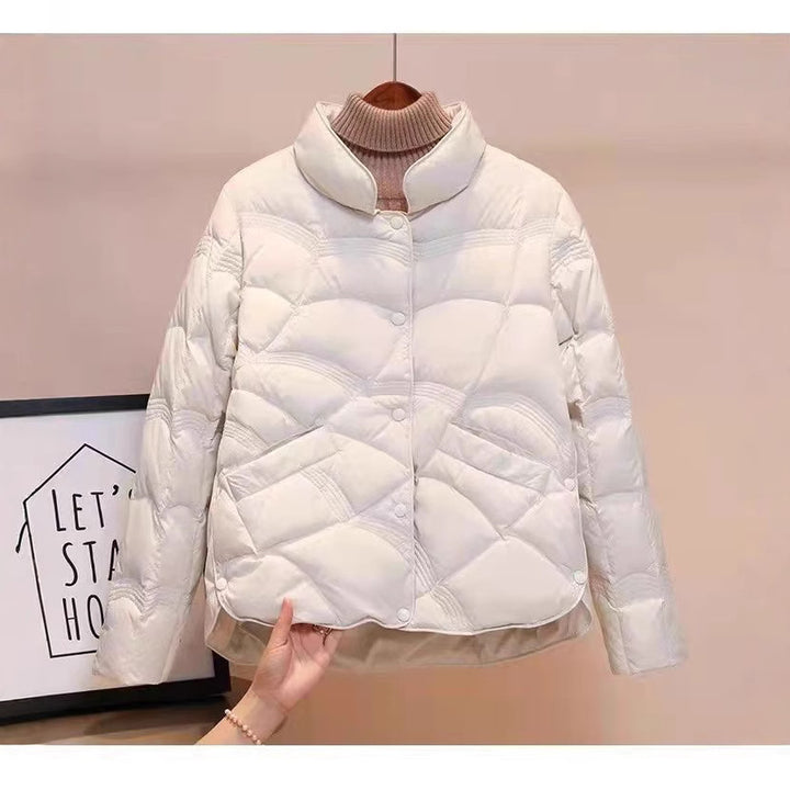 Lightweight, short down jacket for women, white duck down