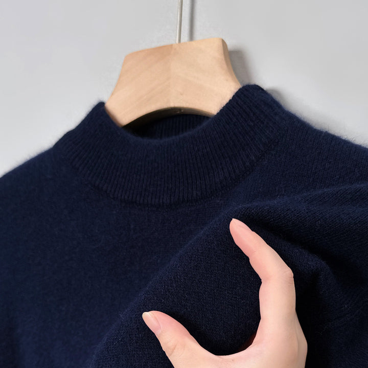 Men's pullover with stand-up collar, solid color, easy care