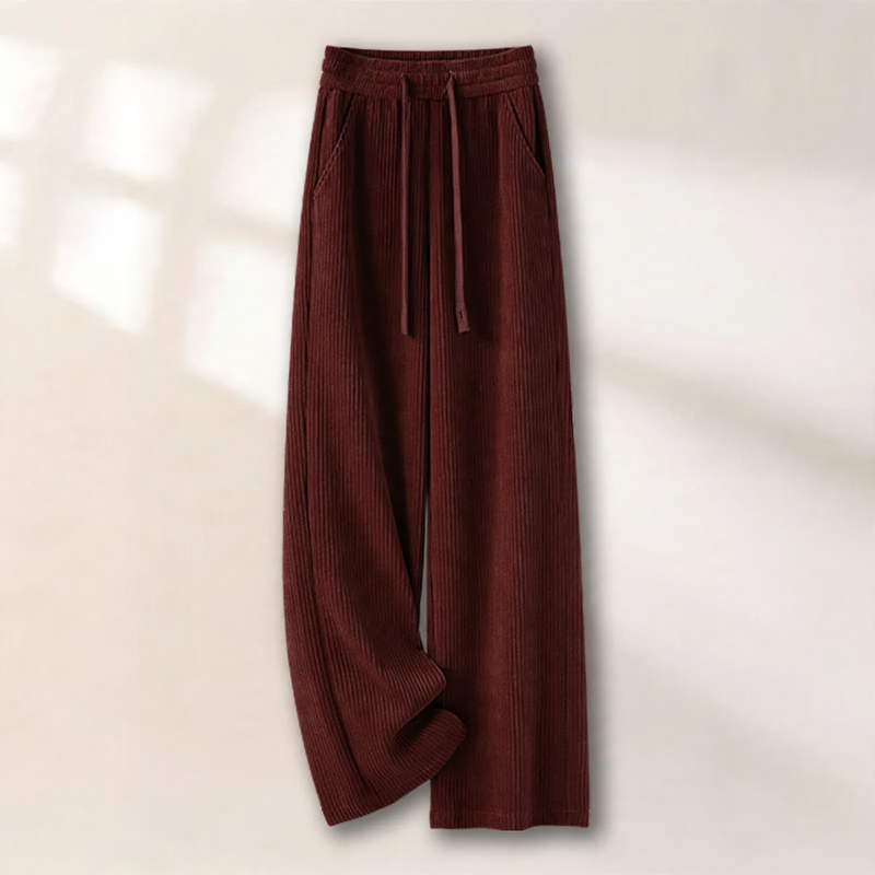 Padded cord wide-leg trousers with a straight cut