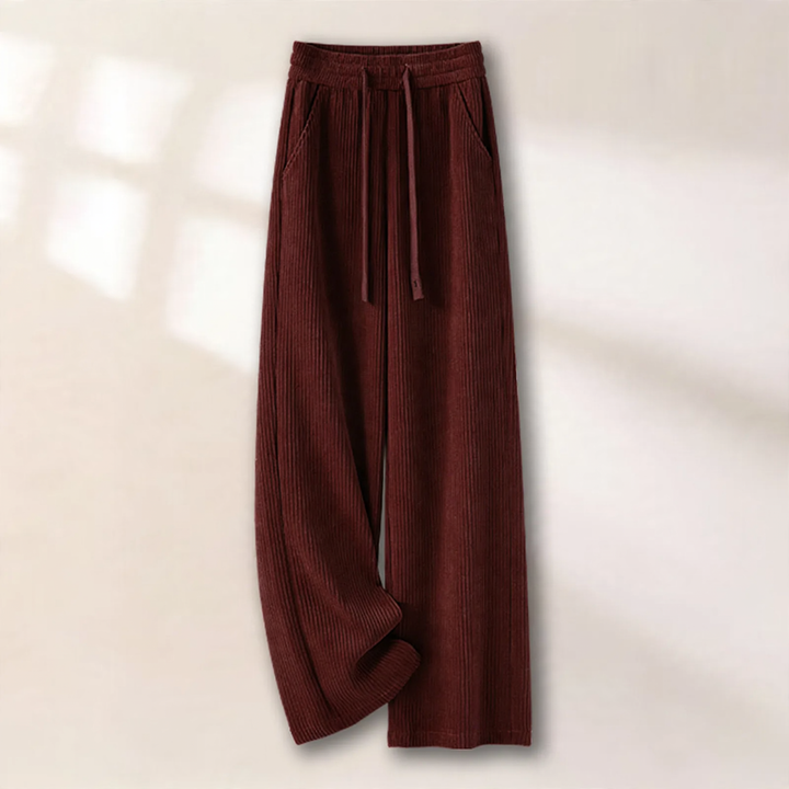Padded cord wide-leg trousers with a straight cut