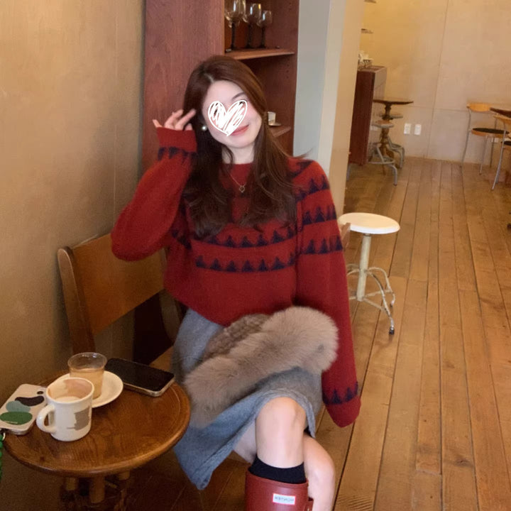 Wool pullover in Fair Isle style