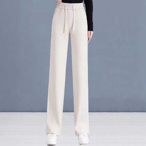 Women's corduroy pants with wide leg and drape