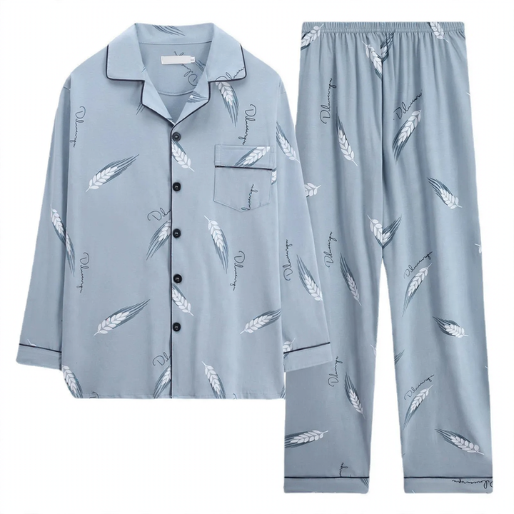 Men's pajamas made of 100% cotton, long-sleeved