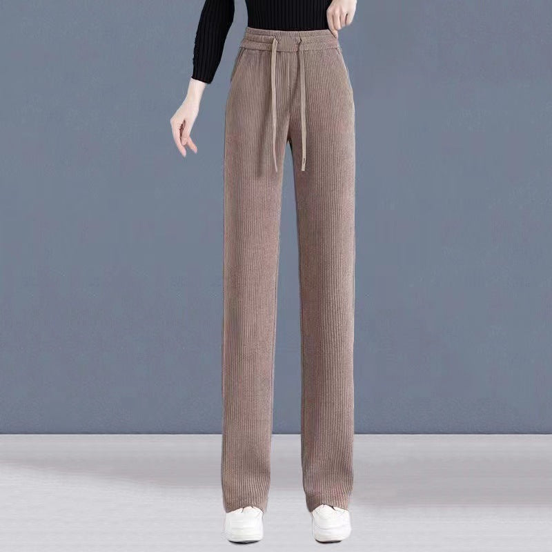 Women's corduroy pants with wide leg and drape