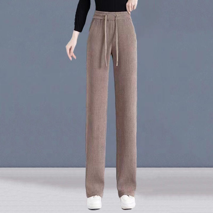 Women's corduroy pants with wide leg and drape