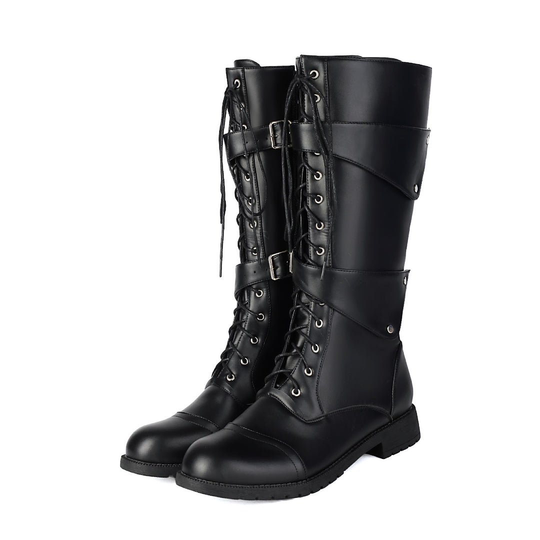 Men's boots with buckles and lacing