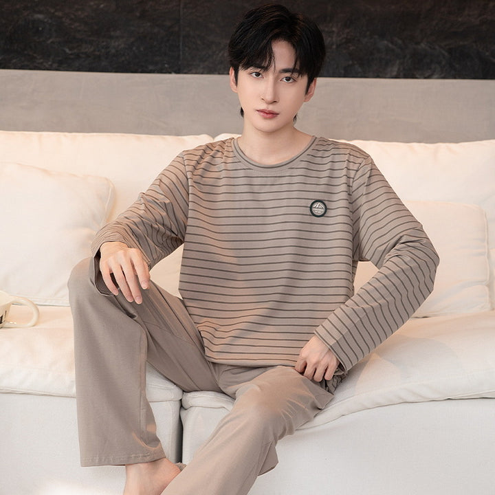 Men's Pajama Set, Crew Neck, Long Sleeve, Lightweight