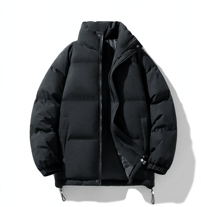Unisex quilted jacket, stand-up collar, lined, solid color