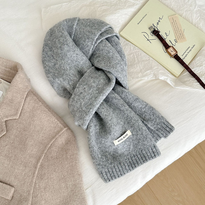 Knitted wool blend scarf, 160x20 cm