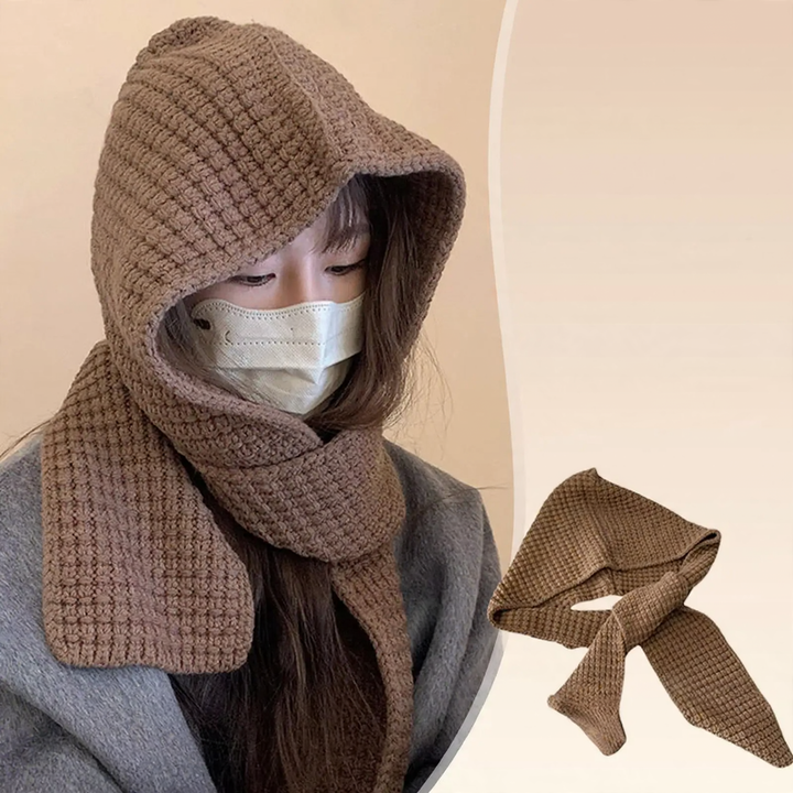 Hooded scarf combination, knit set