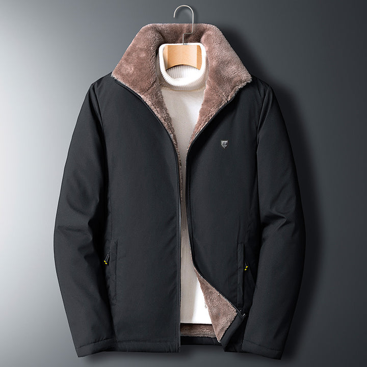 Padded men's winter jacket with stand-up collar