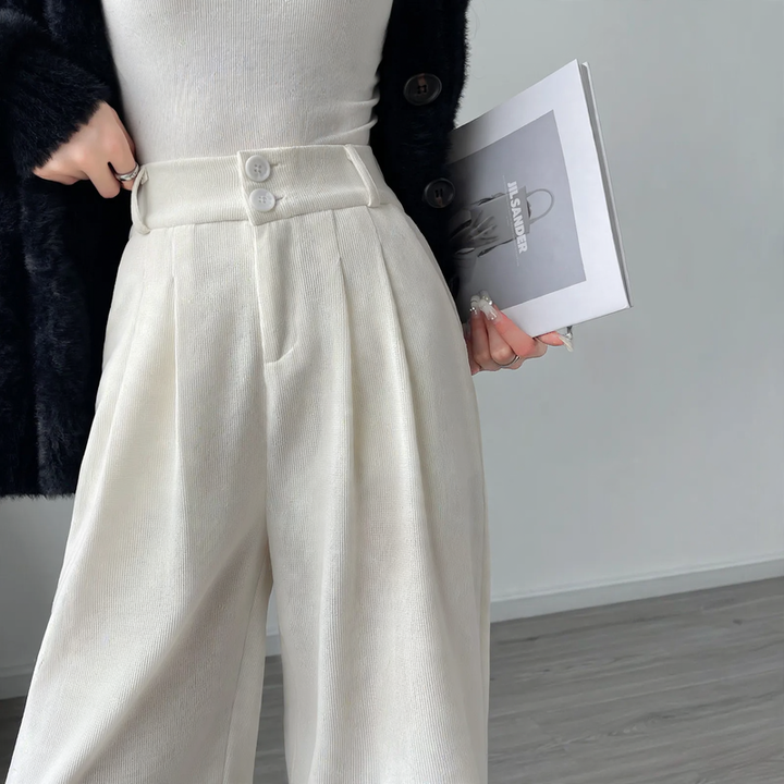 Women's corduroy pants, wide cut, lined
