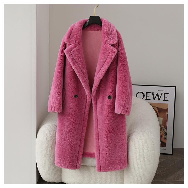 Teddy coat made of virgin wool, mid-length