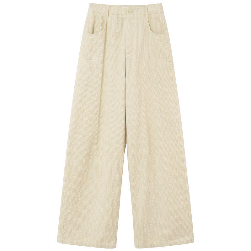 Ladies' corduroy pants with texture, wide cut