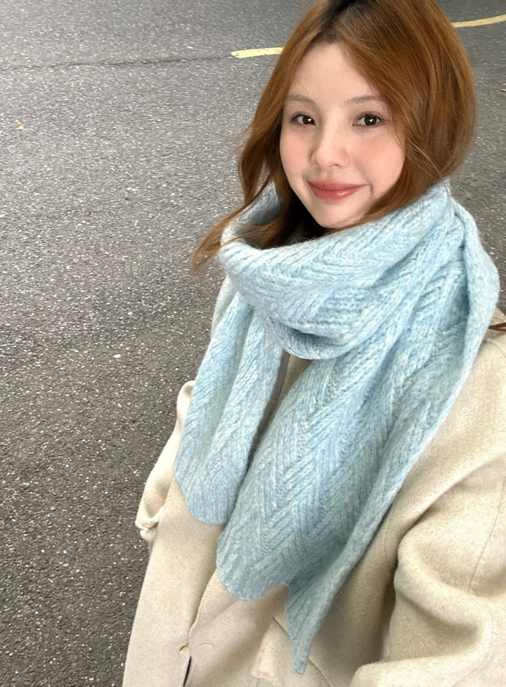 Alpaca wool knitted scarf, 24x165 cm