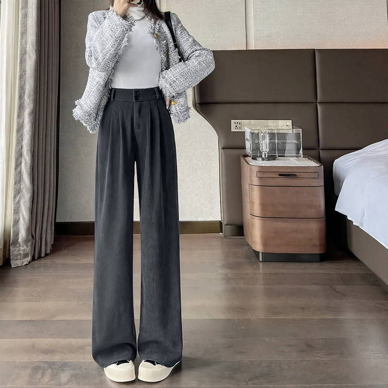 Ladies corduroy pants, wide cut, various lengths