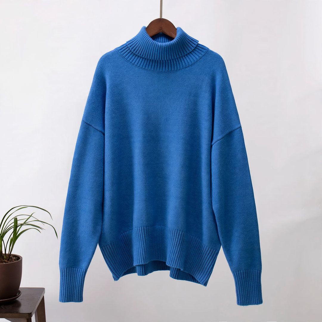 More elegant, loose women's turtleneck sweater