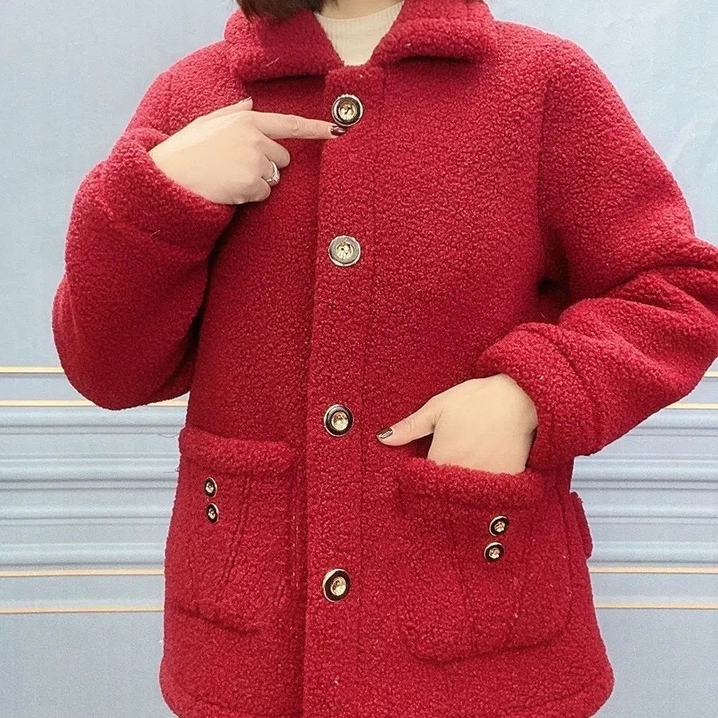 Fleece-lined women's jacket in teddy look